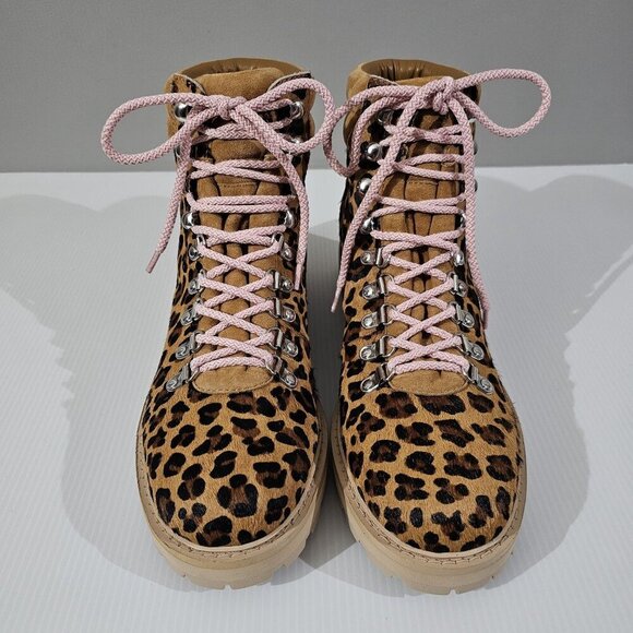 NEW Greats Lorimer Ankle Boot Womens 10 Leopard Print Calf Hair Hiking Utility - Picture 6 of 13